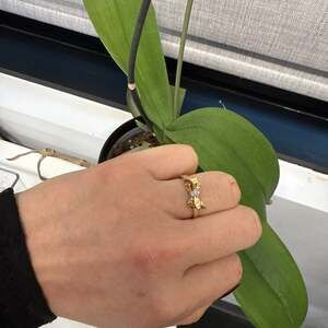 14 karat Yellow Gold Natural Diamond Ladies Ribbon Ring